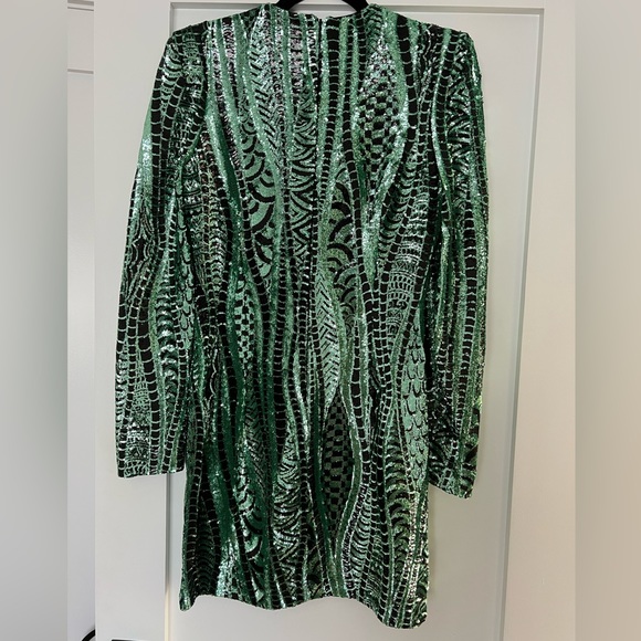 Aqua Green and Black Sequin Mini Dress - Size Small - Picture 3 of 4